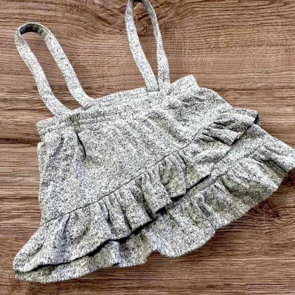 Zara Knitwear Baby Girl Strap Ruffled Skirt 9-12M Grey Marled EUC - Picture 2 of 7